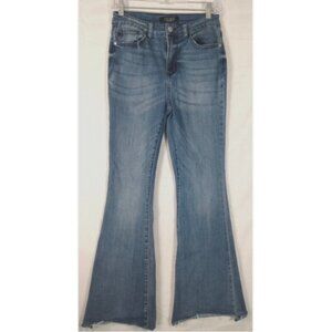 Judy Blue Flare 7/28 Women's Jeans Distressed Stretch Mid Rise Blue Los Angeles
